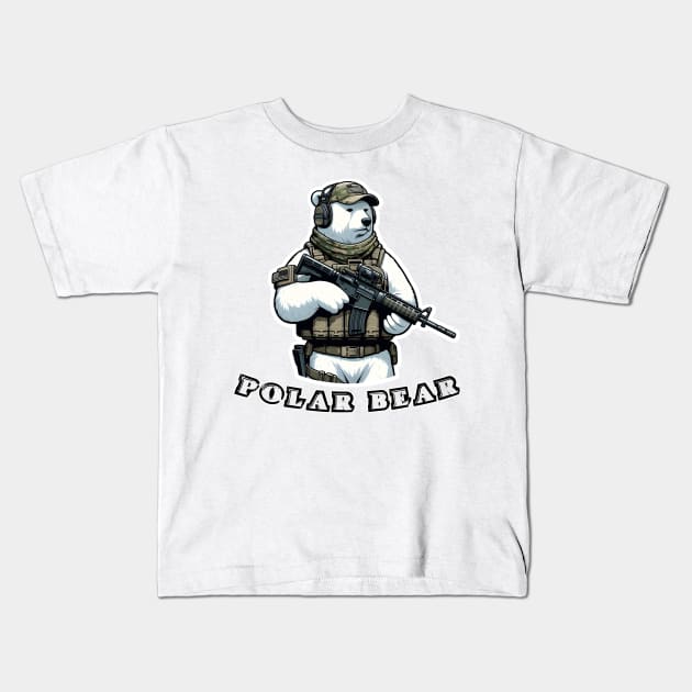 Tactical Polar Bear Kids T-Shirt by Rawlifegraphic